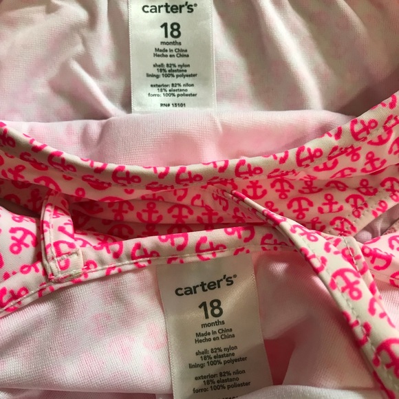 Carter’s Girl Pink Anchor Print Two-Piece Swimsuit.  Size 18 Months. - Picture 4 of 5